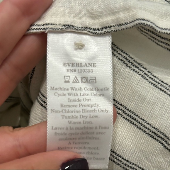 Everlane Linen Striped Boxy Button Down Short Sleeve Shirt - Picture 3 of 5